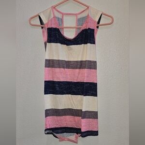 Striped Sleeveless Top in Pink, Cream, and Blue size large